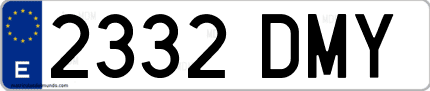 Ejemplo de matrícula de coche ordinaria 2332 DMY