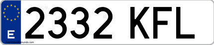Ejemplo de matrícula de coche ordinaria 2332 KFL