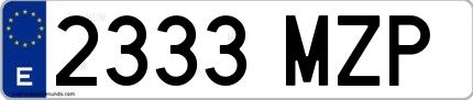 Ejemplo de matrícula española 2333 MZP