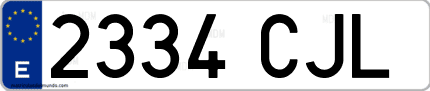 Ejemplo de matrícula de coche ordinaria 2334 CJL