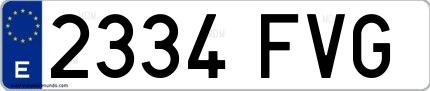 Ejemplo de matrícula española 2334 FVG