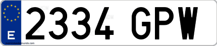 Ejemplo de matrícula de coche ordinaria 2334 GPW