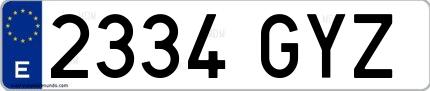 Ejemplo de matrícula española 2334 GYZ