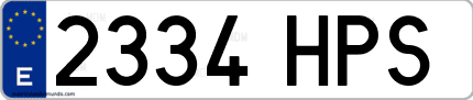 Ejemplo de matrícula de coche ordinaria 2334 HPS