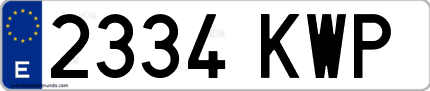 Ejemplo de matrícula de coche ordinaria 2334 KWP