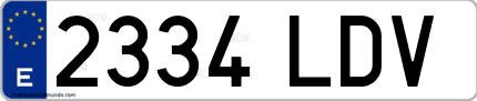 Ejemplo de matrícula de coche ordinaria 2334 LDV