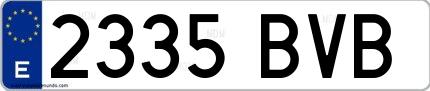 Ejemplo de matrícula española 2335 BVB