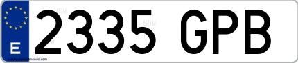 Ejemplo de matrícula española 2335 GPB
