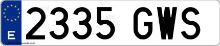 Ejemplo de matrícula española 2335 GWS