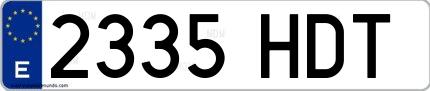 Ejemplo de matrícula española 2335 HDT