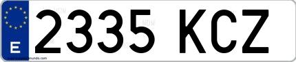 Ejemplo de matrícula de coche ordinaria 2335 KCZ