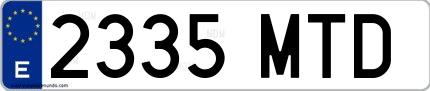 Ejemplo de matrícula española 2335 MTD