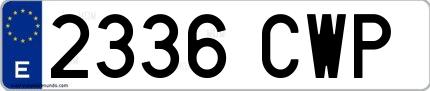 Ejemplo de matrícula española 2336 CWP