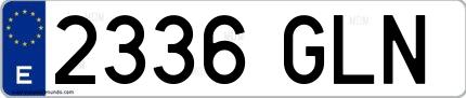 Ejemplo de matrícula española 2336 GLN
