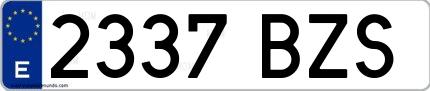 Ejemplo de matrícula española 2337 BZS