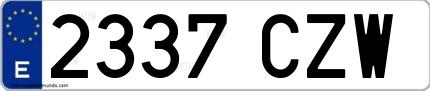 Ejemplo de matrícula española 2337 CZW