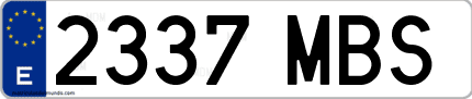 Ejemplo de matrícula de coche ordinaria 2337 MBS