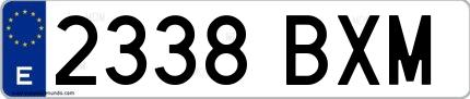Ejemplo de matrícula española 2338 BXM
