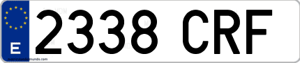 Ejemplo de matrícula de coche ordinaria 2338 CRF