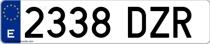 Ejemplo de matrícula de coche ordinaria 2338 DZR