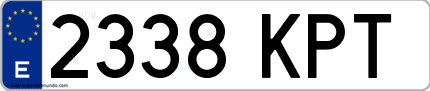 Ejemplo de matrícula de coche ordinaria 2338 KPT