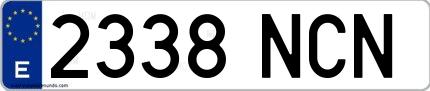 Ejemplo de matrícula española 2338 NCN