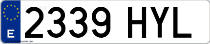 Ejemplo de matrícula de coche ordinaria 2339 HYL