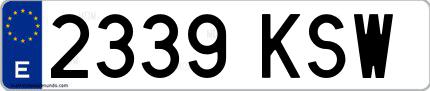 Ejemplo de matrícula española 2339 KSW