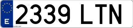 Ejemplo de matrícula de coche ordinaria 2339 LTN