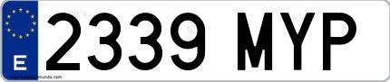 Ejemplo de matrícula española 2339 MYP