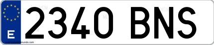 Ejemplo de matrícula española 2340 BNS