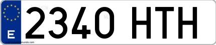 Ejemplo de matrícula española 2340 HTH