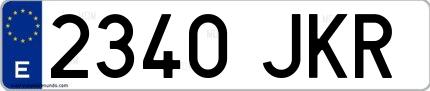 Ejemplo de matrícula española 2340 JKR