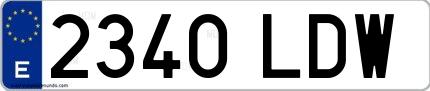 Ejemplo de matrícula española 2340 LDW