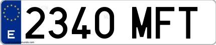 Ejemplo de matrícula española 2340 MFT