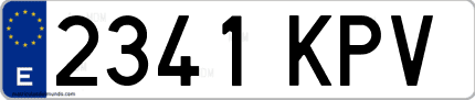 Ejemplo de matrícula de coche ordinaria 2341 KPV