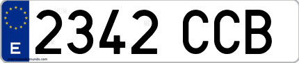 Ejemplo de matrícula de coche ordinaria 2342 CCB