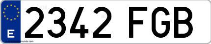 Ejemplo de matrícula de coche ordinaria 2342 FGB