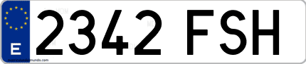Ejemplo de matrícula de coche ordinaria 2342 FSH