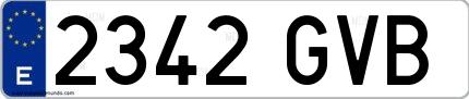 Ejemplo de matrícula española 2342 GVB