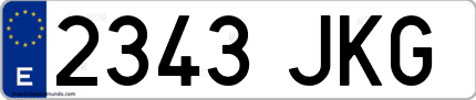 Ejemplo de matrícula de coche ordinaria 2343 JKG
