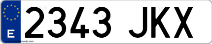 Ejemplo de matrícula de coche ordinaria 2343 JKX
