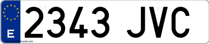 Ejemplo de matrícula de coche ordinaria 2343 JVC