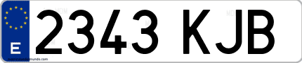 Ejemplo de matrícula de coche ordinaria 2343 KJB