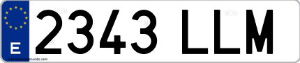 Ejemplo de matrícula de coche ordinaria 2343 LLM