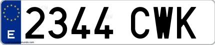 Ejemplo de matrícula española 2344 CWK