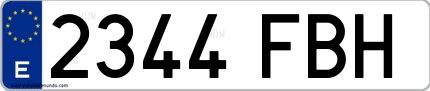 Ejemplo de matrícula española 2344 FBH