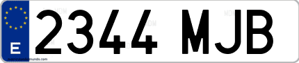 Ejemplo de matrícula de coche ordinaria 2344 MJB