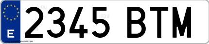 Ejemplo de matrícula española 2345 BTM
