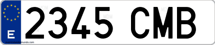 Ejemplo de matrícula de coche ordinaria 2345 CMB